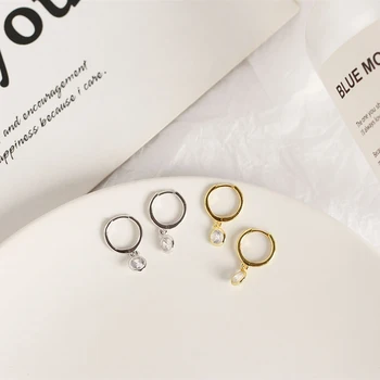 INZATT Real Argint 925 cu Zircon Rotund Hoop Cercei Pentru Femei de Moda OL Minimalist Bijuterii Fine din Aur de 18k, Accesorii