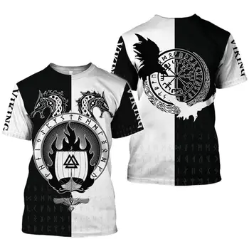 Viking - simbol Tatuaj Raven 3D Imprimate barbati tricou de Moda Harajuku maneca Scurta tricou de vara street Casual Unisex tricou topuri