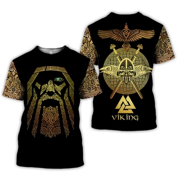 Viking - simbol Tatuaj Raven 3D Imprimate barbati tricou de Moda Harajuku maneca Scurta tricou de vara street Casual Unisex tricou topuri