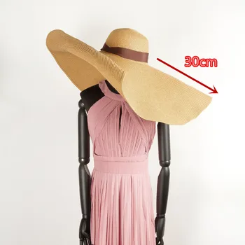 01904-HH7338 30cm refuz manual hârtie de paie model show design soare capac femei de agrement holiday beach hat