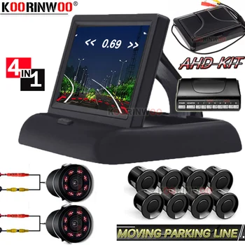 Koorinwoo Traiectoria Parcare Ghid Colorat Parktronic 8 senzori blind spot monitor Inversă senzor buzzer 12v orb senzor Frontal