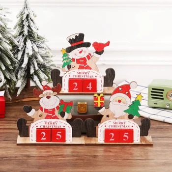 Lemn De Crăciun Advent Calendar Cu Blocuri Pictate De-A Numărătoarea Inversă Până La Crăciun Casă De Vacanță Ornament Decor Consumabile