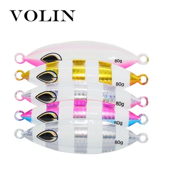 VOLIN 5pcs NOU Model de Metal de Pescuit Nada 40g 60g 80g 100g 150g Luminous Nada de Pescuit Metal Jig apă Sărată Artificială Mare Duce Nada