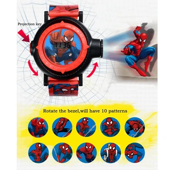 Original Disney pentru Copii Ceas Electronic Pentru Școlari Desene animate rezistent la apa Spiderman Distracție Proiecție Boy Toy Watch