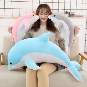 30-160 CM Kawaii Moale Delfin de Pluș Jucărie de Pluș Păpușă de Cârpă de Bumbac Animal pui de Somn Perna Creative, Jucarii pentru Copii, Cadou de Ziua de nastere Fata