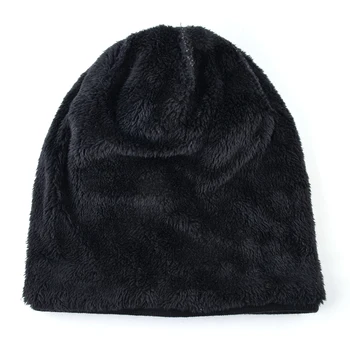 Dublu catifea chelioși tricotate pălărie de lână de iarnă pentru Bărbați capac Ține de cald căciuli bărbați capota plus de catifea, pălării pentru femei os gorro