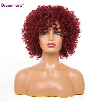 Scurt Sintetice Peruci Afro Pervers Cret Ombre Blonda Peruca de Culoare pentru Femei 3 Culori Disponibile Natural Afro Temperatură Înaltă de Păr