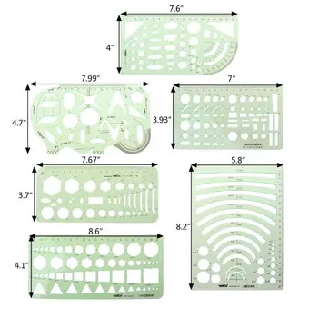 6Pcs Template-uri de Desen de Măsurare din Plastic Geometrice Design de Bijuterii Conducători Verde