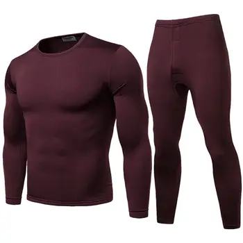 2020 2 BUC Bărbați de Iarnă Caldă Seturi de Pijama Ultra-Moale Fleece Căptușit Termic Top & Bottom Set de Lenjerie de corp