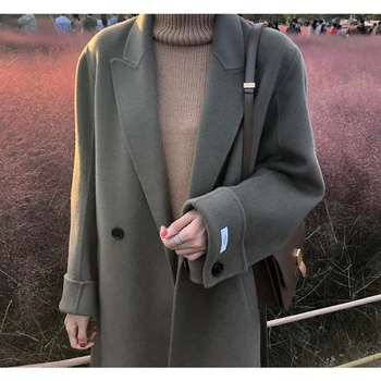 Cașmir haina lungă femei 2020 toamna și iarna nou-coreean de agrement bumbac căptușit cu lână high-end de haină de lână