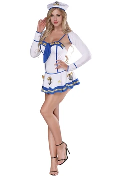 Sailor Costum Pentru Femei - Adult Marinar Roleplay Uniformă De Marinar Sexy Costum De Halloween Căpitanul Rochie