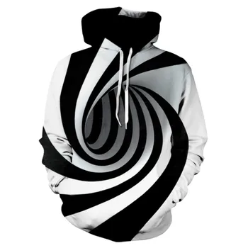 Mare tricou cu 3D Alb și negru, tricou hip hop sport distractiv Strada rochie 3D Hoodie