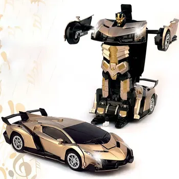 Noi 2,4 G de Inducție Deformare Masini RC de Transformare Robot de Jucărie Mașină Electrică de Muzică Ușoară Robot de Modele de Jucarii pentru Copii Cadouri