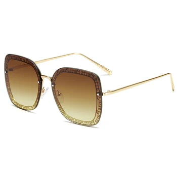 Nou Design de Brand de Moda ochelari de Soare Femei de Metal fără ramă Supradimensionat ochelari de Soare Doamna de Lux ochelari de soare UV400 Nuante Oculos de sol