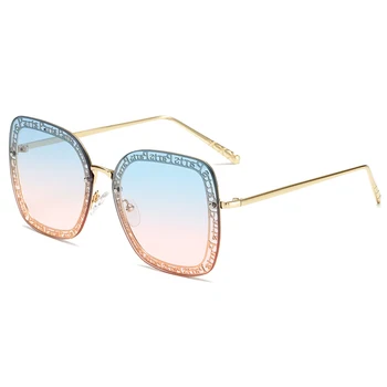 Nou Design de Brand de Moda ochelari de Soare Femei de Metal fără ramă Supradimensionat ochelari de Soare Doamna de Lux ochelari de soare UV400 Nuante Oculos de sol