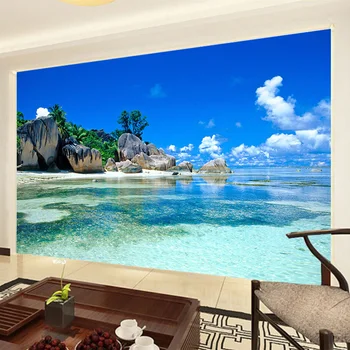 Island Beach Personalizate 3D Foto Tapet Auto-adeziv Autocolant de Perete Tablou Living, Canapea, TV Fundal Murală Papel De Parede