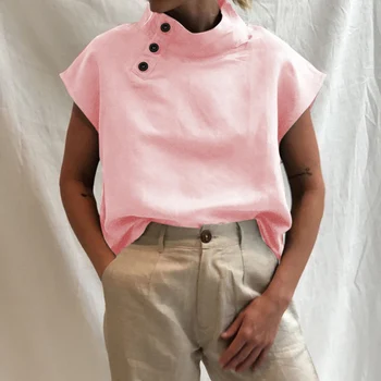 Femei Plus Dimensiune Bluza De Culoare Solidă Camasi Elegante Scurte Pulover Maneca Topuri Doamnelor De Epocă Butonul Liber Casual Streetwear Blusa