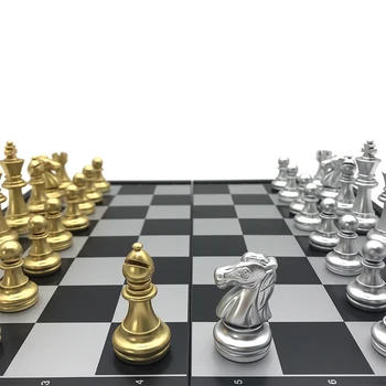Set de șah De Înaltă calitate Joc de Sah, Piese de Sah Tabla Magnetica Pliere Farfurie Mare de Aur, Argint Magnetic Armare Yernea