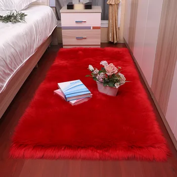 Lână artificială camera de zi/dormitor Covor Antiderapant moale 80cm * 180 cm covorul mat alb Rosu roz gri negru 15 culori Lavabile