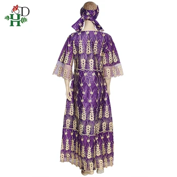 H&D Africane Rochie din Dantela Femei Bazin Dashiki Haine de Broderie Rochii Lungi Plus Dimensiunea Femei 4XL Halat 2020 Anul Nou Rochie Violet