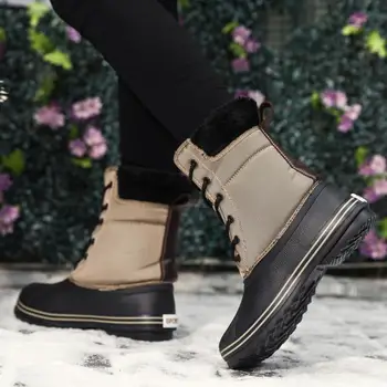 Johnature Zăpadă Cizme De Iarna Pentru Femei Pantofi Impermeabil 2020 Nou Dantela-Up Caldă Non-Alunecare De Culori Amestecate Rotund Toe Concis Cizme Cu Platforma