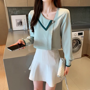 Coreeană femei bluze camasi femei camasi cu Maneca Lunga bluza office lady Șifon Cămașă topuri plus dimensiune blusas mujer de moda 2020