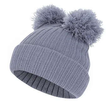 Toamna și iarna noi copii 1-9 ani arc nod dublu lână minge drăguț dulce pălărie de lână cald tricotate pălărie 1-9 ani