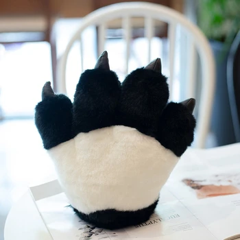 Drăguț Simulare Panda Laba Pluș Mănuși Pufoase De Animale Umplute Jucării Căptușit Mână Mai Calde Halloween Cosplay Costum Mănuși Cu Un Deget