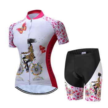 Vara Femeile Ciclism Jersey Seturi de Biciclete MTB de Ciclism Pad Gel de Îmbrăcăminte Respirabil Mountian Biciclete Haine Ropa Ciclismo Roz Verde