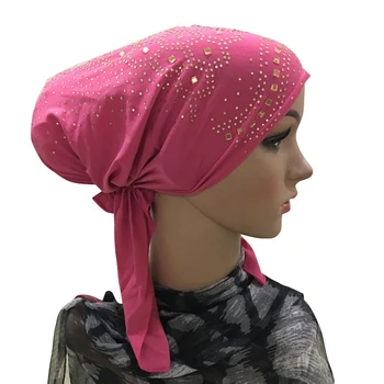Capacul complet Stras Musulman Interior Hijab Capac Femei Pălării Underscarf Islamic Folie Cap Pălăria Capota Pierderea Parului Coadă Lungă Nou