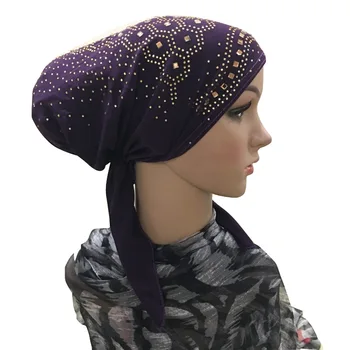 Capacul complet Stras Musulman Interior Hijab Capac Femei Pălării Underscarf Islamic Folie Cap Pălăria Capota Pierderea Parului Coadă Lungă Nou