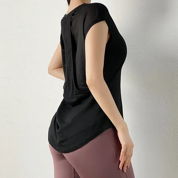 Hearuisavy Femei Execută Scurt-Maneca Sport T-shirt de Înaltă Elastic Respirabil ochiurilor de Plasă de Formare de Yoga Top Funcționare în aer liber T-shirt
