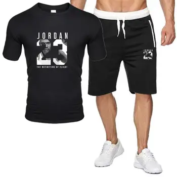 2piece set bărbați costume jordan 23 t-shirt, pantaloni scurți de vară scurt set trening barbati sport costum de jogging trening tricou de baschet