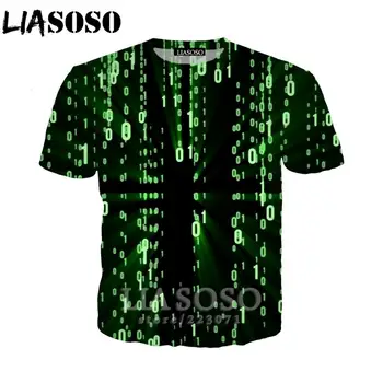 LIASOSO de Imprimare 3D Matrix T Camasa Barbati Amuzant Maneci Scurte Anime Tricou Harajuku Bărbați T-shirt Numere Virtuale Îmbrăcăminte Unisex D012