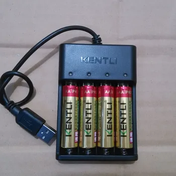 KENTLI 4 buc de 1,5 v 2800mWh AA baterie reîncărcabilă Li-polimer li-ion polimer baterie cu litiu PK5 +1 USB Încărcător inteligent