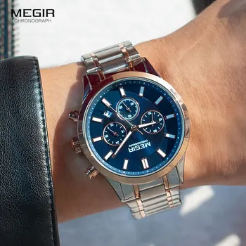 MEGIR Ceasuri pentru Barbati 2021 Nou Cronograf Cuarț Ceas de Lux din Oțel Inoxidabil Ceas de mână de Om Relogios Masculino часы мужские