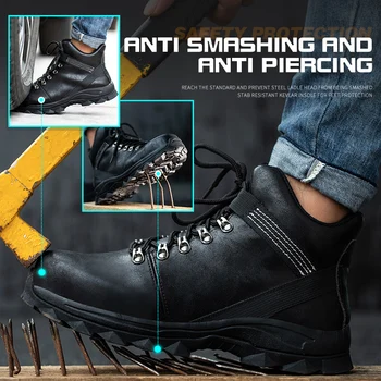 Cizme barbati Steel Toe Pantofi pentru Bărbați Ghete de Iarna Pantofi Anti-piercing Siguranță Pantofi Barbati Indestructibil Pantofi de Lucru de Securitate Cizme de sex Masculin