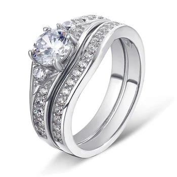 Knobspin Clasic Argint 925 Set Inele De Nunta Pentru Femei De Înaltă Carbon Diamant Petrecere Fine Bijuterii En-Gros