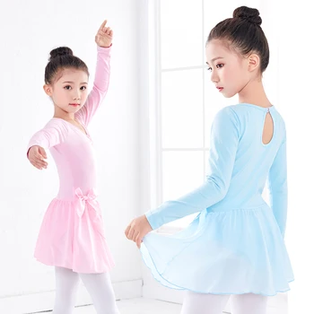 Copii Fată платье Balet, Gimnastica Tricou Rochie de Performanță Lung/Scurt Maneca Dans Tricou pentru dans Haine cu Sifon Cravată
