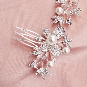 Miallo 2019 Moda mai Nou Flori, Perle de Cristal Nunta Pieptene de Par Mireasa Bijuterii Headpieces Mireasa Diademe pentru Femei