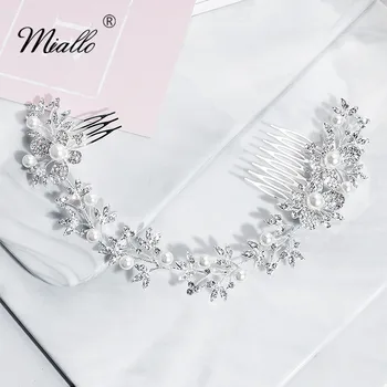 Miallo 2019 Moda mai Nou Flori, Perle de Cristal Nunta Pieptene de Par Mireasa Bijuterii Headpieces Mireasa Diademe pentru Femei