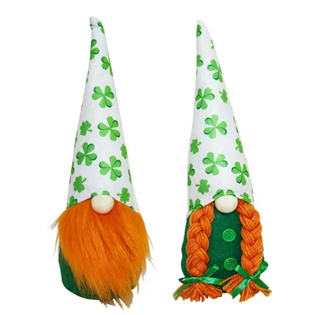 St Patricks Zi Třmte Gnome Irlandeză Shamrock Trifoi Elf Jucărie de Pluș aduce noroc Minunat Pluș Cadou Perfect pentru familie