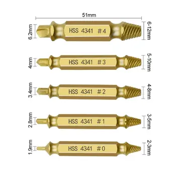 5pcs Lateral Dublu Drill Deteriorat extractoare de șuruburi Rupte Stud Bolt Instrument de Ștergere de