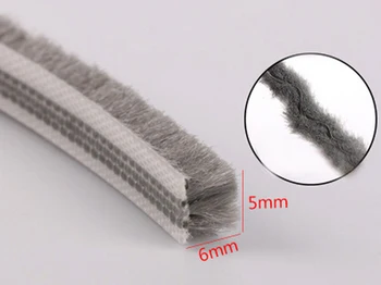 5mm x 6mm aluminiu usi glisante geam bandă perie gramada de etanșare bandă de chederul de pescaj excluder