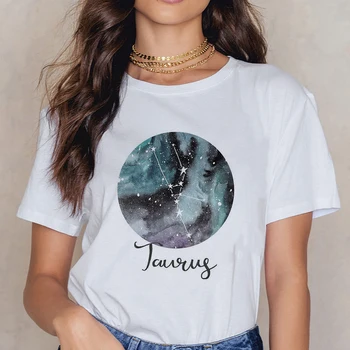 Supradimensionat Constelații Gemeni Tricou Ușor de Potrivire tricou Femei Primavara-Vara pentru Femei tricou ropa mujer O-Guler T-shirt, Blaturi