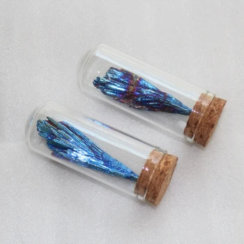 Runyangshi 1 buc Naturale cristal de turmalina Galvanizare Albastru Păun Coada Pene Decorative Peisaj Sticla