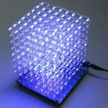 8x8x8 LED Cube 3D Piața de Lumină LED Albastru Electronice DIY Kit