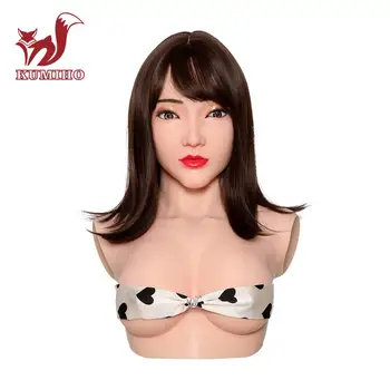 KUMIHO Travestiuri Silicon Mască Completă, Kristen Stil de Silicon Masca C Cupa de san forme de sâni falși pentru Regină Transgender