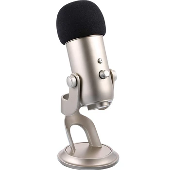 Microfon Acoperi Burete Microfon Parbriz Pentru Blue Yeti, Yeti Pro Microfon Cu Condensator (Burete Și Cu Blană De Parbriz, 2 Bucăți)