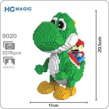 HC 9020 Super Mario Yoshi Green Dragon 3D Model 2276pcs DIY Mini Diamond Constructii Blocuri Mici de Cărămidă de Asamblare Jucărie fără Cutie